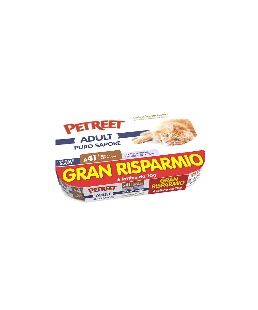 Petreet A41 Adult Tonno con Surimi 6x70g Cibo Umido per Gatti Petreet A41 Adult Tonno con Surimi 6x70g Cibo Umido per Gatti